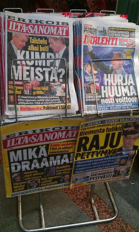 Finse kranten van vanochtend.